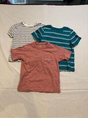Source Unknown Kids Short-Sleeve Striped Tees - Teal, Rust & White